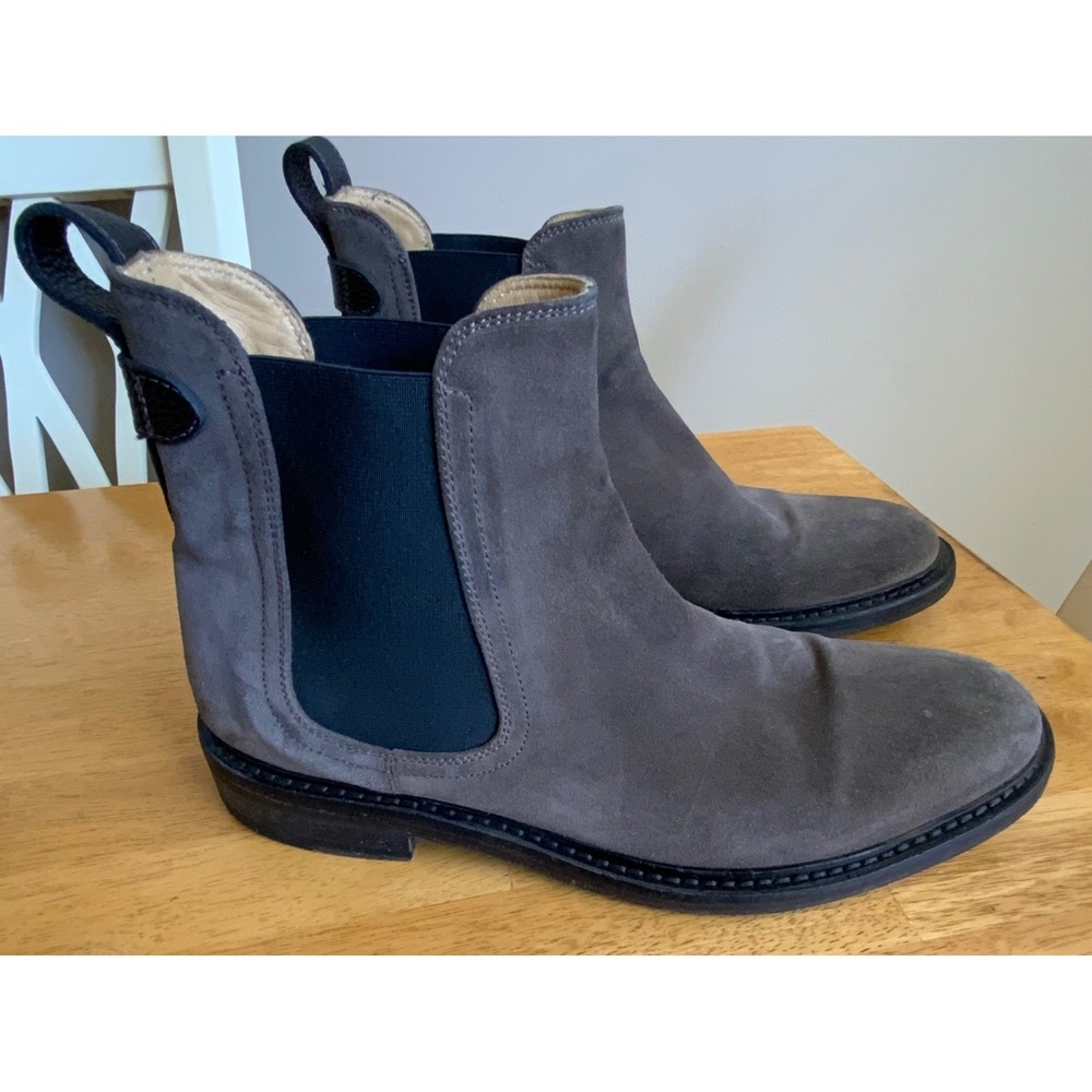 George Brown Bilt Grey Brown Suede Chelsea Boots Mens Size 9M Italy Sample Shoe - Picture 1 of 16